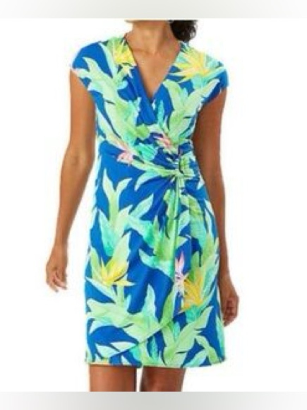 Tommy Bahama Dress Womens Medium Blue Nirvana Night Faux Wrap Multicolor UPF 30+